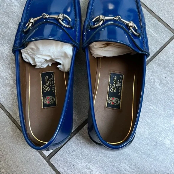 Gucci 1953 Special Edition Horsebit Royale Blue Smooth Leather Loafers MEN’S 8.5 - Picture 8 of 11